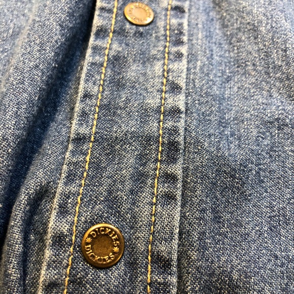 Vintage Dickies Denim Snap Button Shirt Ling Sleeve XL Cotton - Picture 9 of 15